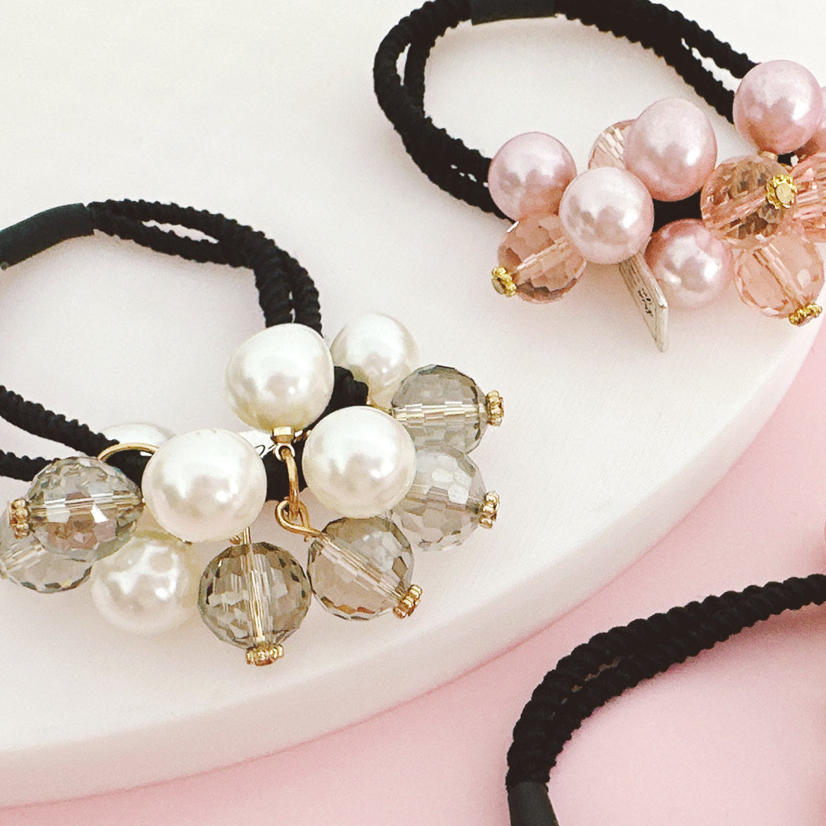 Wrapables Faux Pearls and Rhinestones Hair Ties (Set of 3 