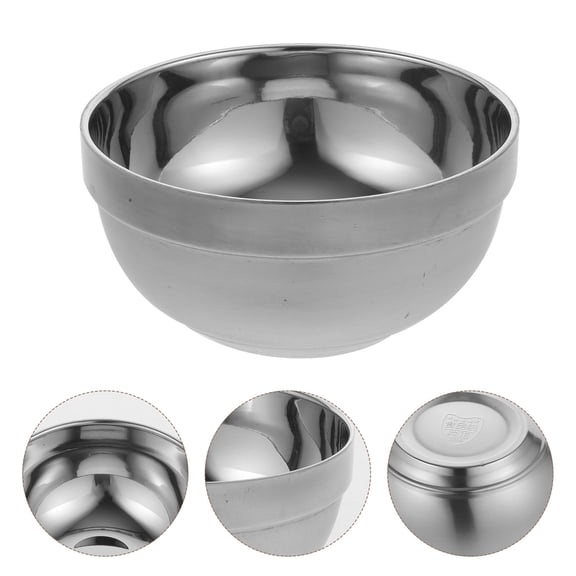 LOLIPPYY Silver Stainless Steel Mixing Bowl Multifunctional HeatInsulated Bowl for Home Use 16.5 x 5.5 inches