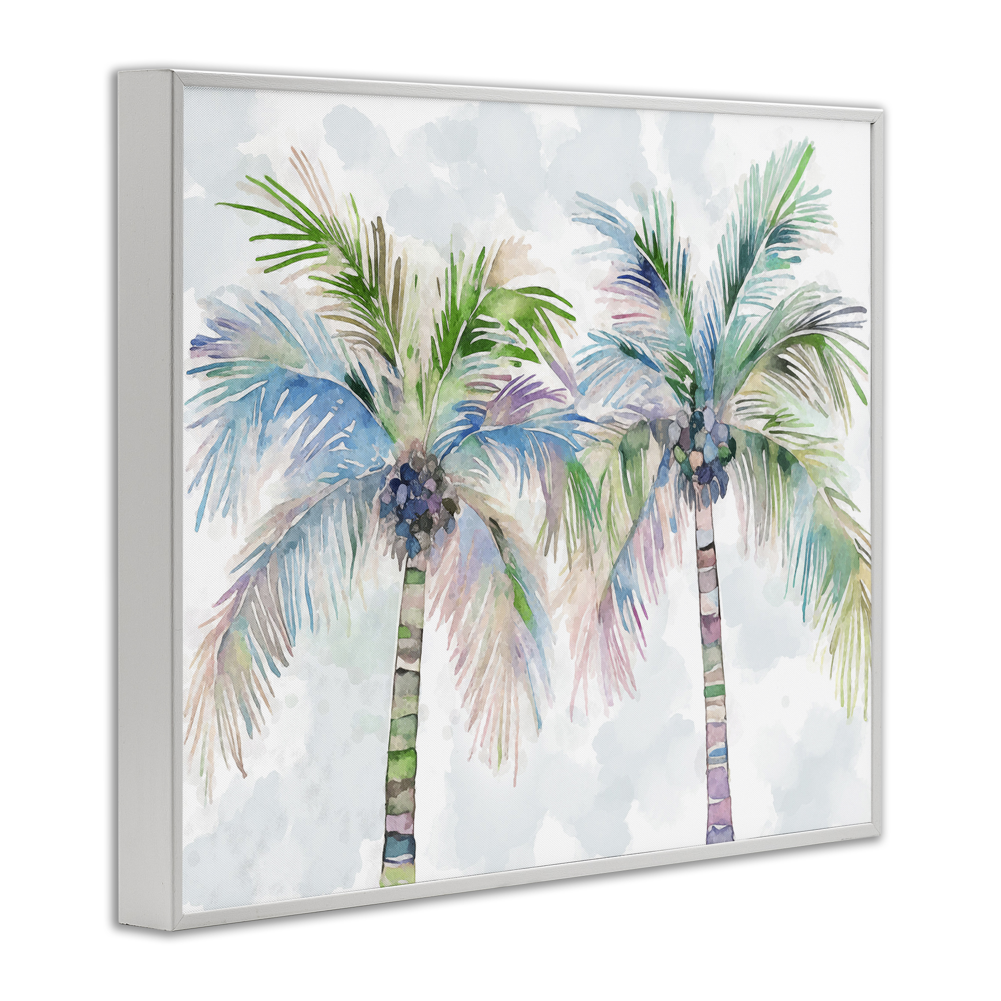 Stupell Industries Soft Palm Tree Pair Botanical & Floral Painting White Framed Art Print Wall Art, 30 x 24