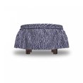 thumbnail image 4 of Abstract Ottoman Cover, Modern Rectangles Design, 2 Piece Slipcover Set with Ruffle Skirt for Square Round Cube Footstool Decorative Home Accent, Standard Size, Indigo and White, by Ambesonne, 4 of 5