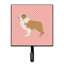 Carolines Treasures BB3622SH4 Red Border Collie Checkerboard Pink Leash or Key Holder