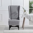 thumbnail image 2 of Mid-Century Modern High Back Faux Leather Accent Chair, Diamond Tufted Wingback Chair with Birch Wood Legs for Living Room Office Apartment, 2 of 16