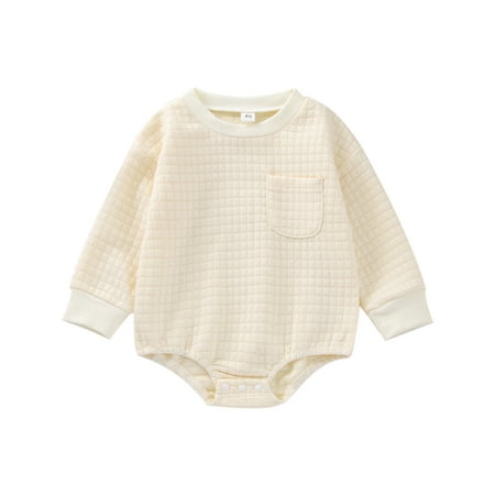

Infant Baby Girl Boy Quilted Sweatshirt Romper Bubble Long Sleeve Onesie Outfit Cute Fall Winter Clothes