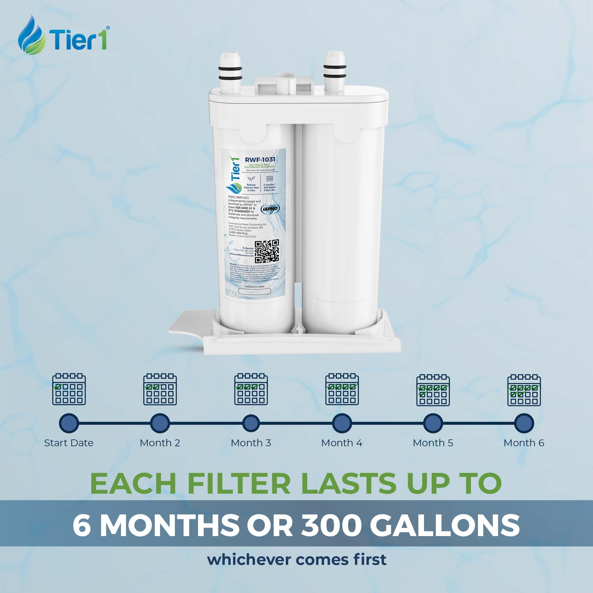 Tier1 RWF1031 WF2CB Refrigerator Water Filter | Replacement for PureSource2 WF2CB & EWF01 Fridge Filter - Up to 12 Months Supply | Easy Install | Odor Control | Clean & Great Tasting Water (2-pk)