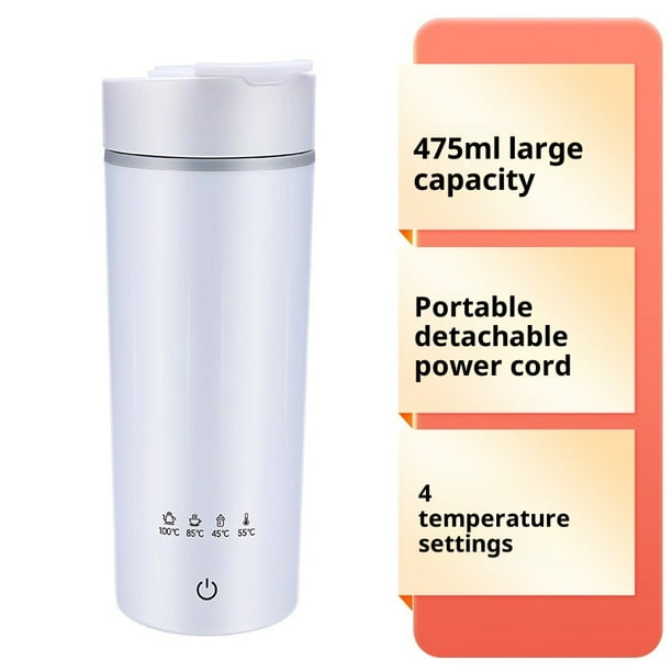 Portable Electric Kettle 475ml with 4 Temp-Settings, Mini Travel Kettle with Stainless Steel Liner for Camping, Trip, Business & Powdered Milk, Fast Heating, Automatic Switch-Off