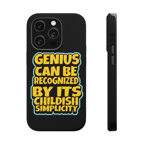 DistinctInk Tough Case for Apple iPhone 15 PRO (6.1" Screen), Compatible with MagSafe Charging - Genius Recognized By Childish Simplicity