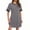 Gray, variant on Cmfcve Summer T Shirt Dress for Women Casual Contrast Trim Cap Sleeve Crew Neck Loose Fit Mini Dresses with Pocket