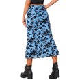 thumbnail image 3 of INSPIRE CHIC Floral Skirt for Women's Elastic High Waist Mesh Fishtail Fall Winter Elegant Midi Skirt L Light Blue, 3 of 6