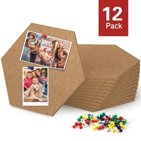 Outdoor Bulletin Board Plans Magicfly Hexagon Self Adhesive Cork Tiles, 7.9 X 6.85 Inch Cork Board for Wall Bulletin Boards, Notes, Pictures, Office Memo and Home Decor, Pack of 12, Bonus 60 Push Pins ()