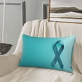 thumbnail image 5 of Sikiie a Teal Ribbonin Print Plush Pillow Cover, Wrinkle-proof and Stain-resistant Pillow Protector without Pillow Core, Home Decoration-16"x24", 5 of 6