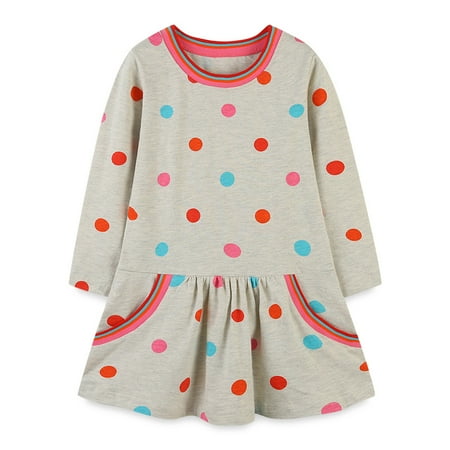 

European And American Style Girls Long Sleeve Dress Spring And Autumn New Cartoon Round Neck Princess Dress Knitted Cotton Cute Children s Dress 3T