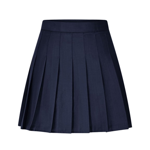 Vhkiploz Summer Mini Skirt for Women Solid Color Pleated High Waist A-Line Skirt Business Work Vacation School Casual Short SkirtNavy L
