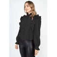 thumbnail image 3 of Mock Neck Ruffled Buttoned Top - S, 3 of 4