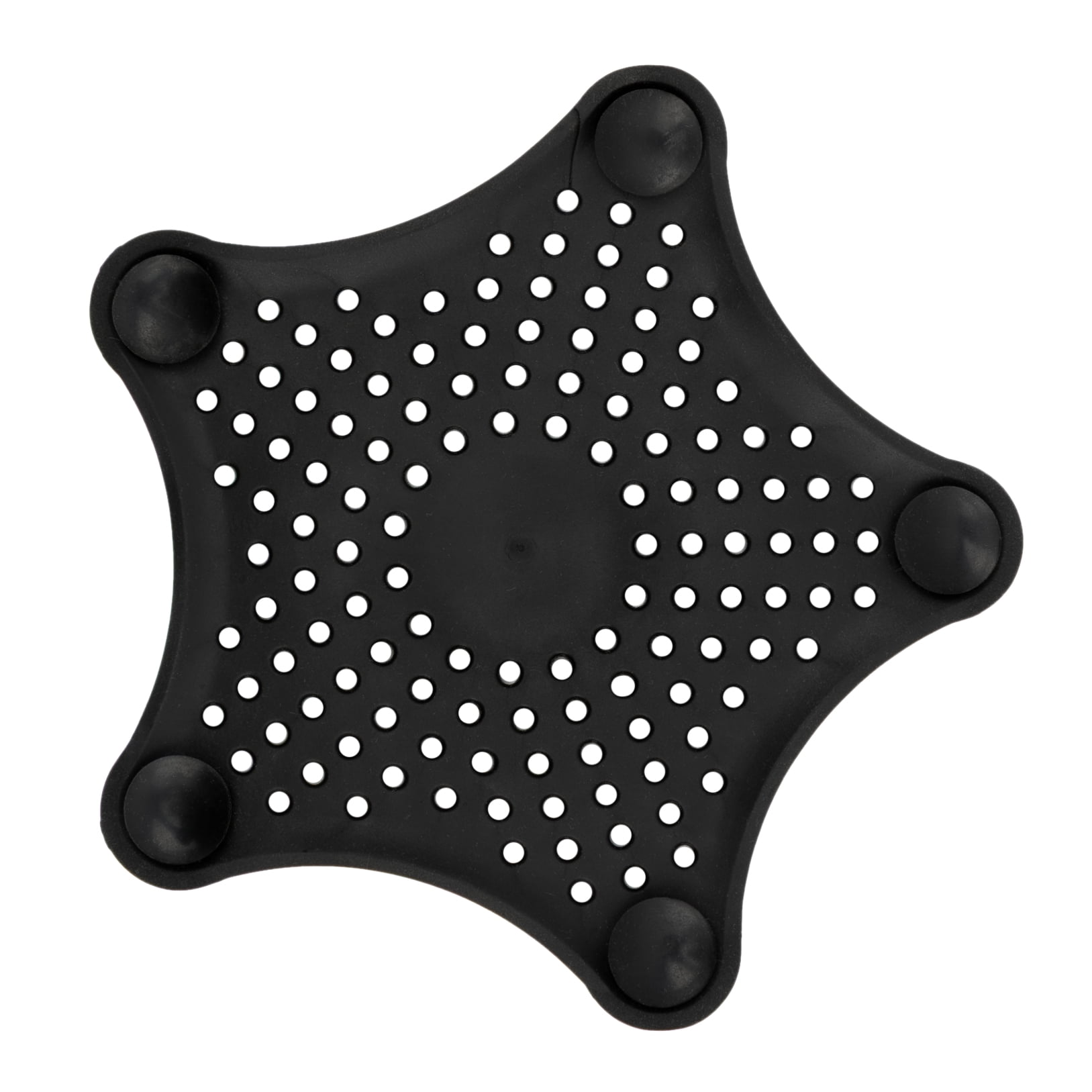 Era Silicone Hair Catcher for Bath and Shower Drains, Black 6.18x6.18in, Hair drain catcher