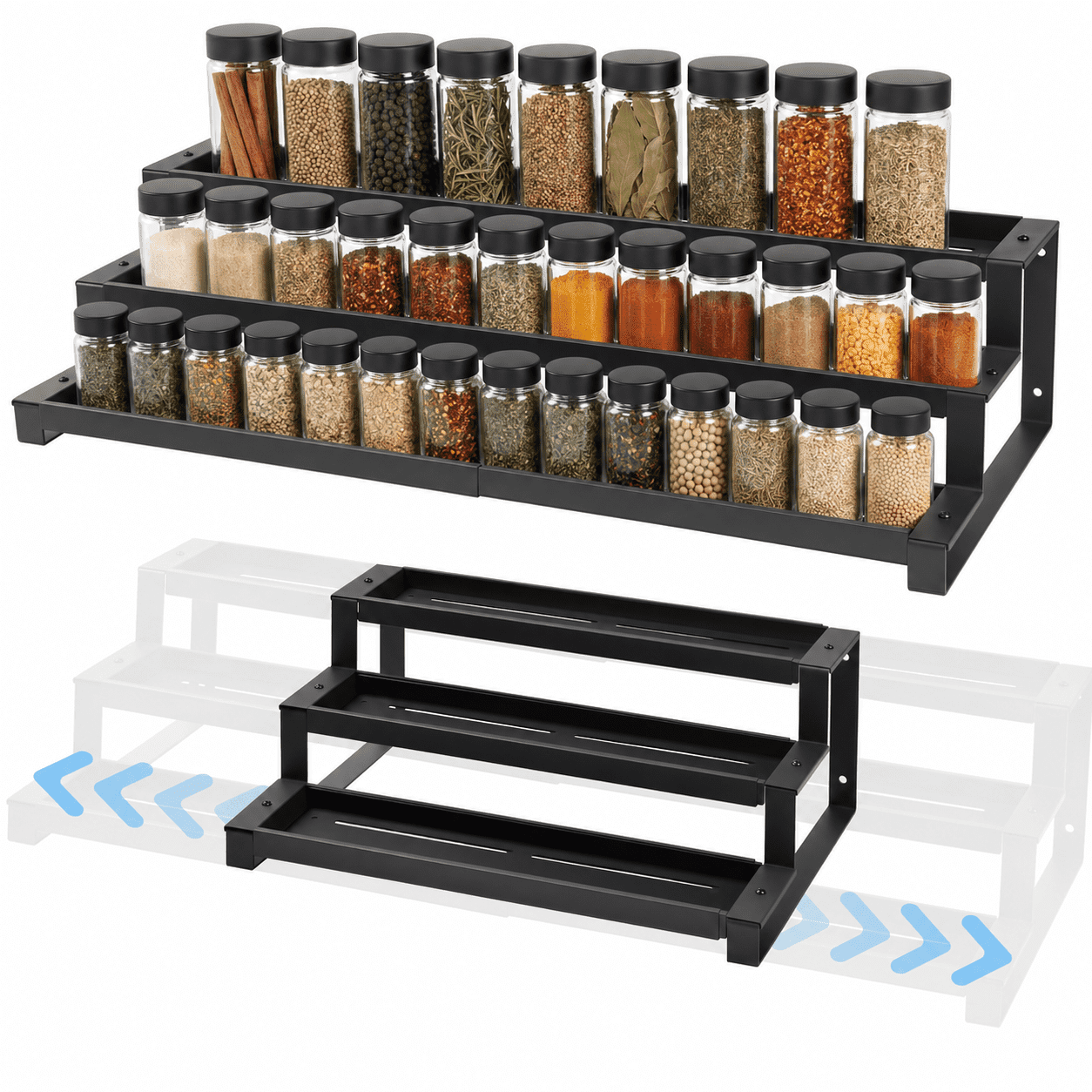Kamenstein 16 Jar Revolving Spice Rack, Chrome Wire, Pre-Filled
