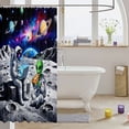 thumbnail image 3 of Manfei Cartoon Alien Astronaut Shower Curtain 72Wx72L,Interstellar Space Bathroom Curtain,Gray, 3 of 5