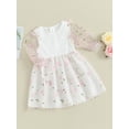 thumbnail image 3 of Bagilaanoe Little Girl Fall Dress Flower Embroidery Long Puff Sleeve A-line Princess Dresses 3T 4T 5T 6T 7T Toddler Kid Patchwork Tulle Skirt, 3 of 8