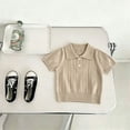 thumbnail image 5 of Toddler Boys Short Sleeve Knit Polo Shirt Ribbed Sweater Top Collared Pullover Button Placket Casual Regular Fit School Uniform, 5 of 6
