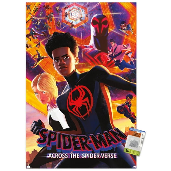 Marvel Spider-Man: Across The Spider-Verse - Group One Sheet Wall Poster with Pushpins, 22.375" x 34"