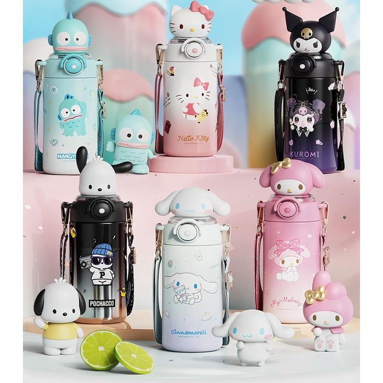 Kuromi Hello Kitty Cinnamoroll Water Bottle 600ml Melody Stainless