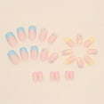 thumbnail image 4 of Uñas postizas con punta francesa, uñas postizas de color rosa mediano, uñas postizas cuadradas con diseño de margaritas en mate, lindas uñas artificiales, decoraciones para manicura de dedos, uñas adh, 4 of 4