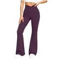 thumbnail image 2 of ThriftyPlait High Rise Flare Yoga Pants for Women Stretchy Crossover Waistband Flattering Bootcut Leggings Soft Workout Lounge Trousers for Gym, 2 of 7