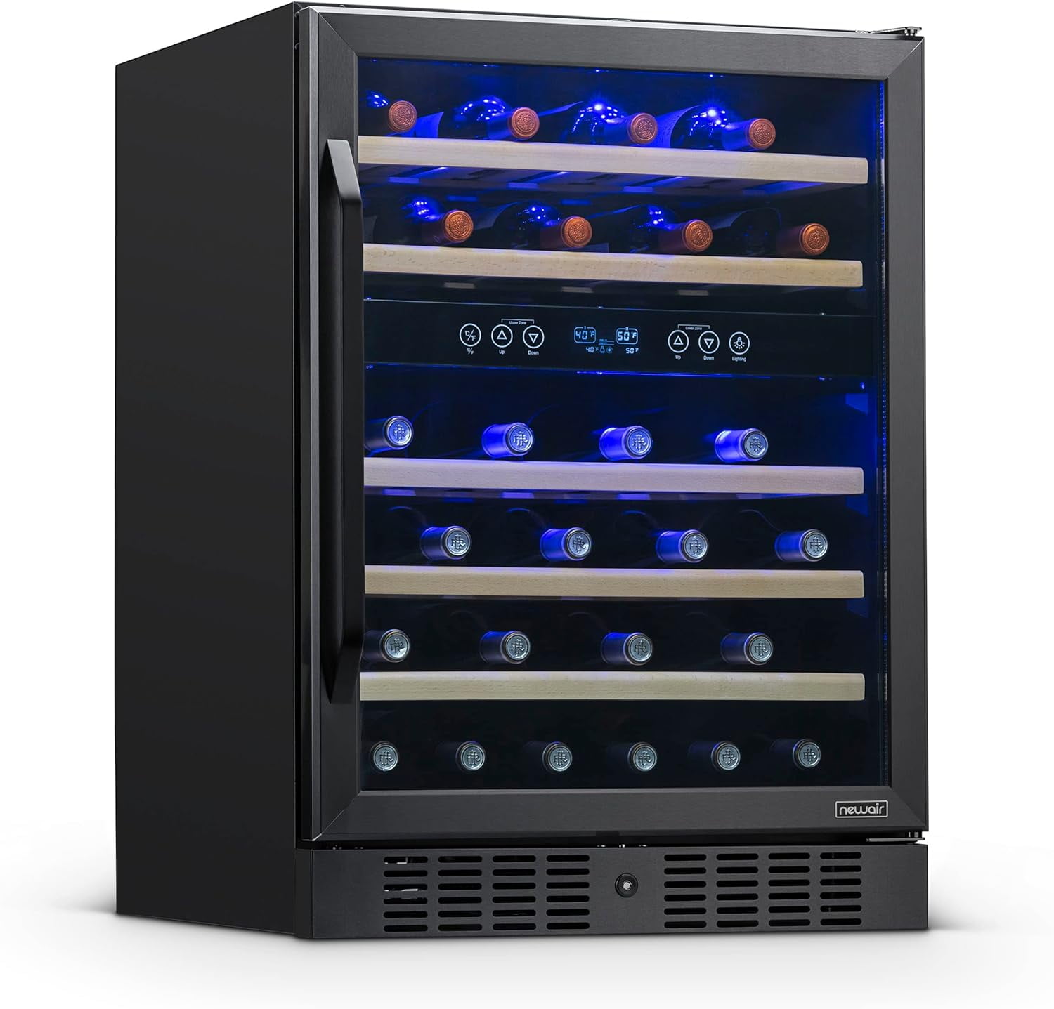 Restored Newair NWC046BS00-RB 24" Built-in Dual Zone Wine Fridge, 46 Bottles, Black (Refurbished)