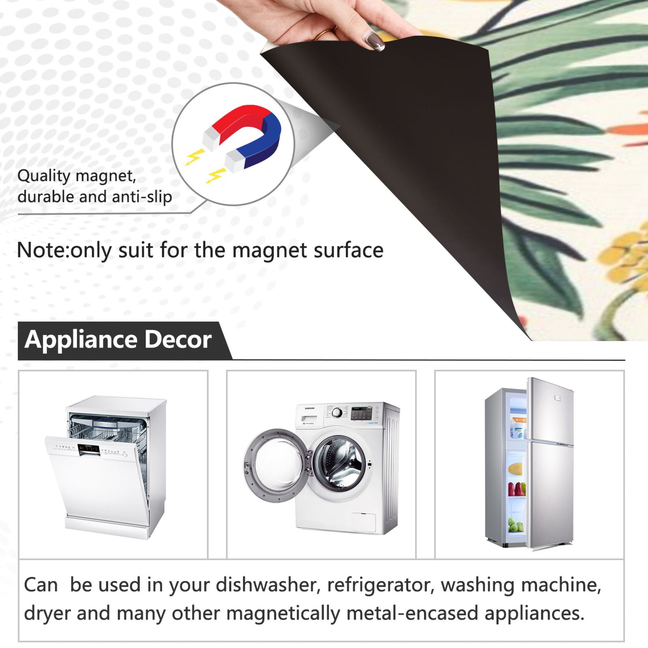 Dishwasher Magnetic Sticker 23x26 Inch Refrigerator Magnetic Sticker Washing Machine Magnetic Sticker Kitchen Panel Magnetic Sticker Home Decor Yellow Flower Cluster
