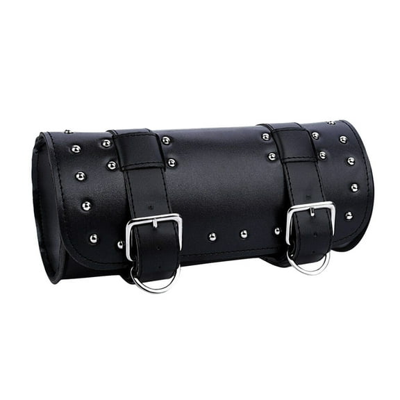 Motorcycle Hanging Bag PU Leather Waterproof Saddlebag Motorcycle Hanging Pouch Gadget Box with Straps for Motorbike (Black)