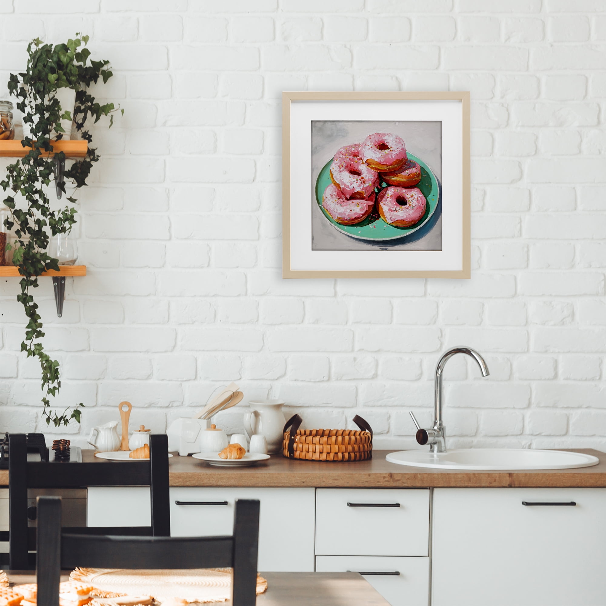 Stupell Industries Pink Frosted Donuts Birch Framed Print Under Glass, design by Tina LeCour