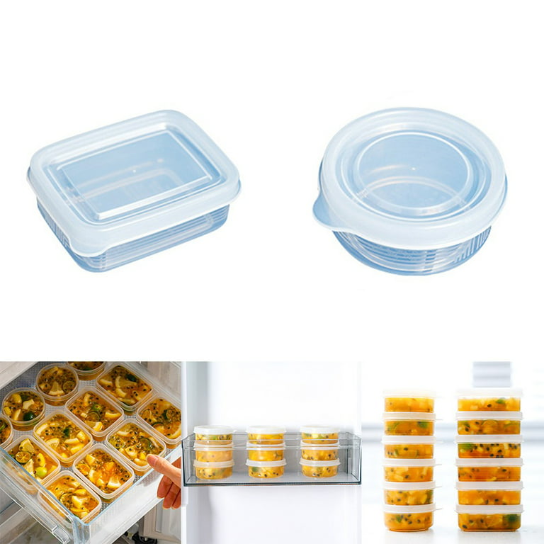 4pcs 70/100ml Small Round Deli/soup Plastic Container Lid Juice Reusable Storage, Square