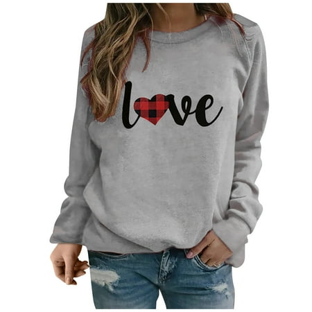 

Long Sleeve Tops for Women Work Casual Long Sleeve Shirts for Women Under Scrubs Women s Fashion Long Sleeve Love Printed Sweatershirt Loosen Blouse Tops Clearance Long Sleeve Tops for Teens