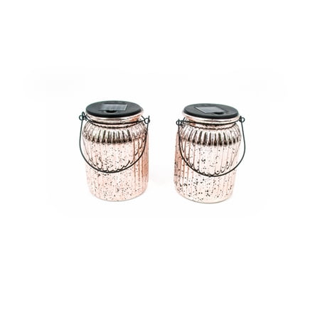Bronze Solar Outdoor Hanging Glass Garden Lights by Trademark Innovations (Set of 2)