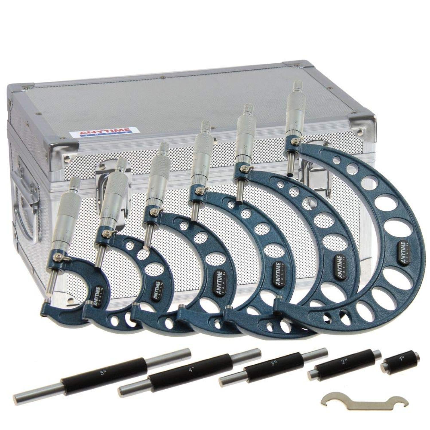 Outside Micrometer Set 06" Premium Round Frame 0.0001" Precision