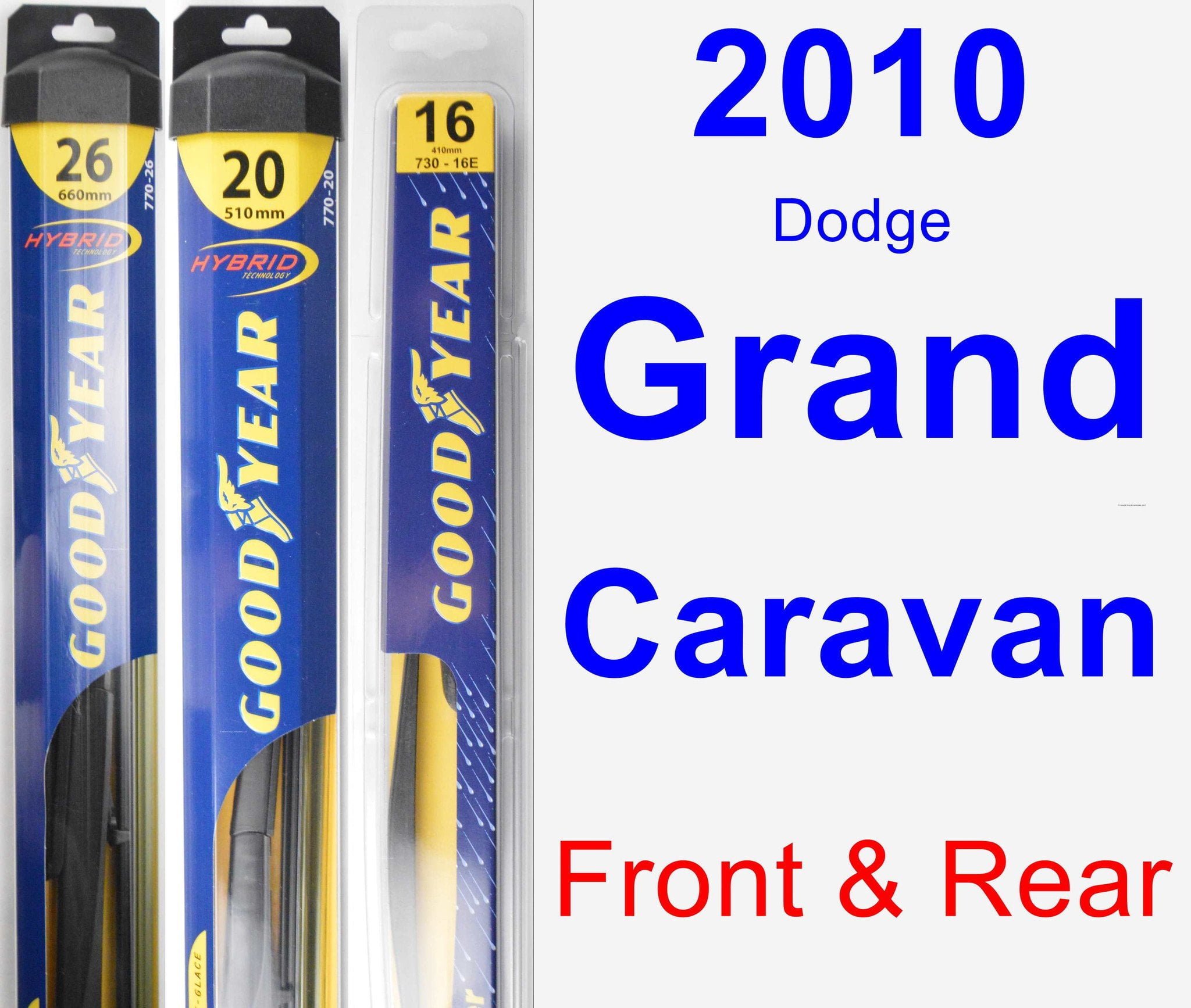 2010 Dodge Grand Caravan Wiper Blade Set/Kit (Front & Rear) (3 Blades