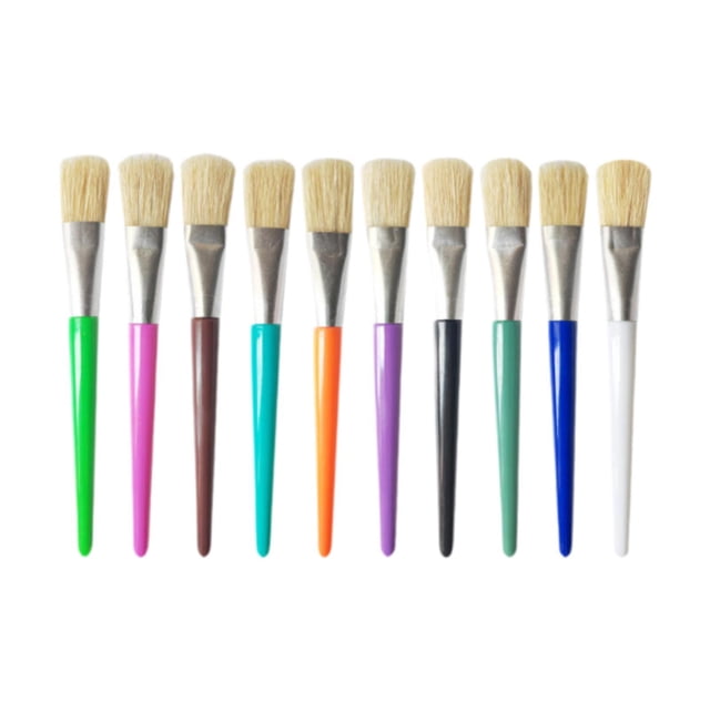 Juego de 10 pinceles de colores, suministros de pinceles para pintar, pinceles de cerdas para adultos, niños, dibujo, regalo para estudiantes