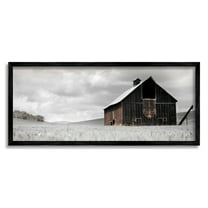 Stupell Industries Rustic Barn Scene Landscape Photography Black Framed Art Print Wall Art, 24 x 10