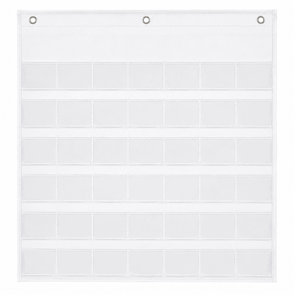 Monthly Calendar Pocket Chart, 24 x 25 in Classroom and Homeschool Card Display for 2.75 x 2.75 in Cards, White