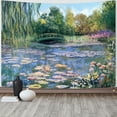 thumbnail image 2 of Monet Water Lilies Tapestry Green Floral Plant Tapestries Aesthetic Monet Wall Art Posters Nature Flower Garden Landscape Tapestrys for Bedroom Living Room Dorm, 2 of 7