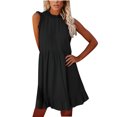 thumbnail image 1 of Fridja Womens O-Neck Summer Sleeveless Solid Evening Sling Mini Dress, 1 of 4