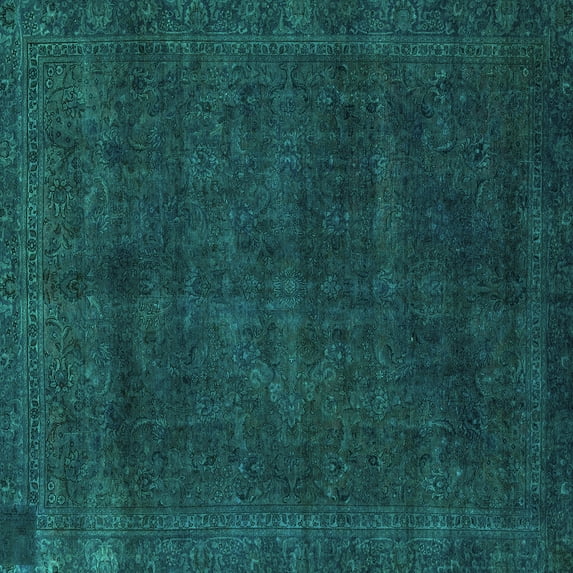 Ahgly Company Machine Washable Indoor Square Abstract Turquoise Blue Modern Area Rugs, 6' Square