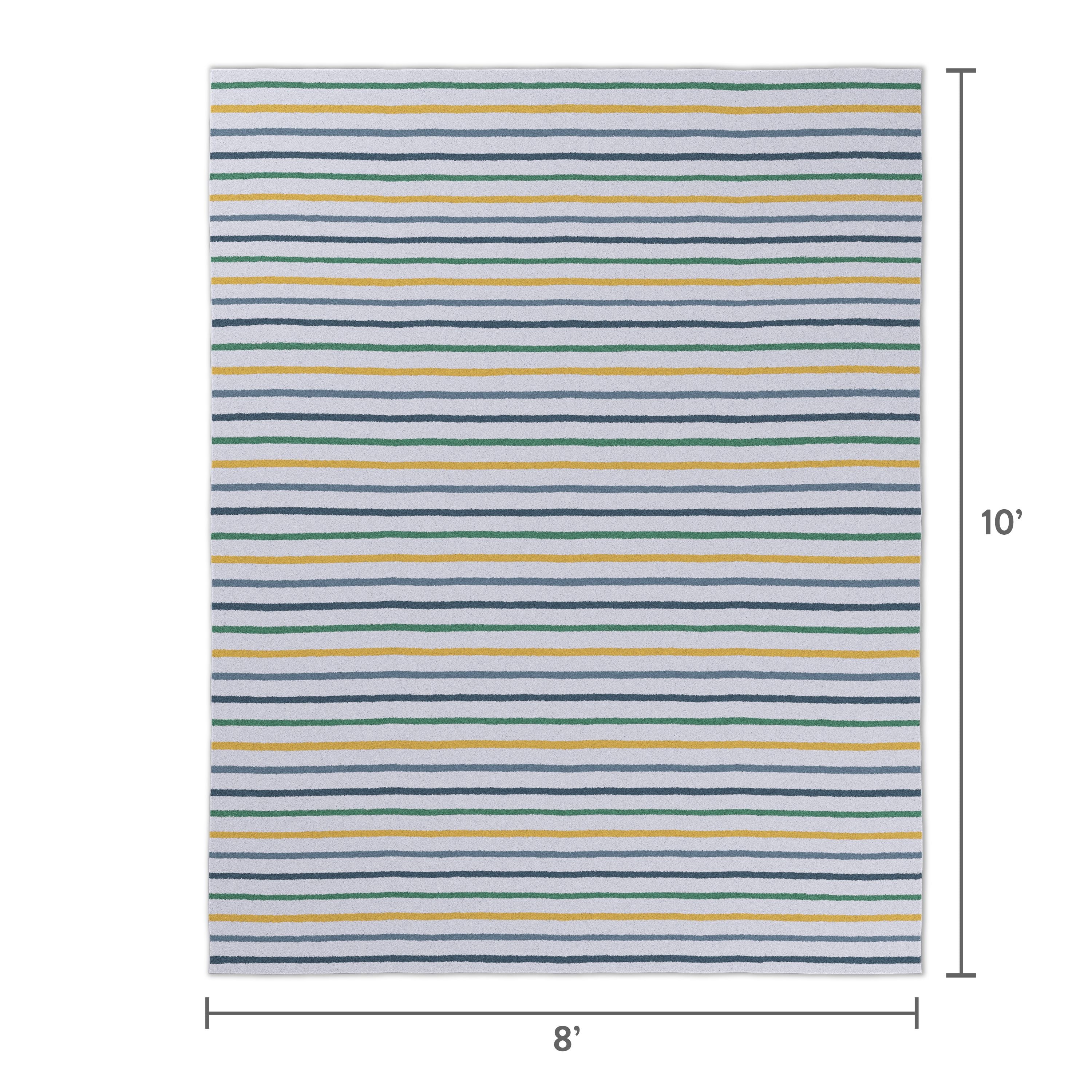 Mainstays Kids Tufted Yellow and Green Stripe Washable Area Rug, 8' x 10'