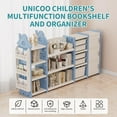thumbnail image 2 of UNICOO® Kids Toy Storage Organizer with Removable Bins, 4-Tier Bookshelf and Cabinet - Pull-Out Drawers Shelf for Toddlers - Space-Saving Solution for Nursery, Playroom, Study Room (Blue), 2 of 7