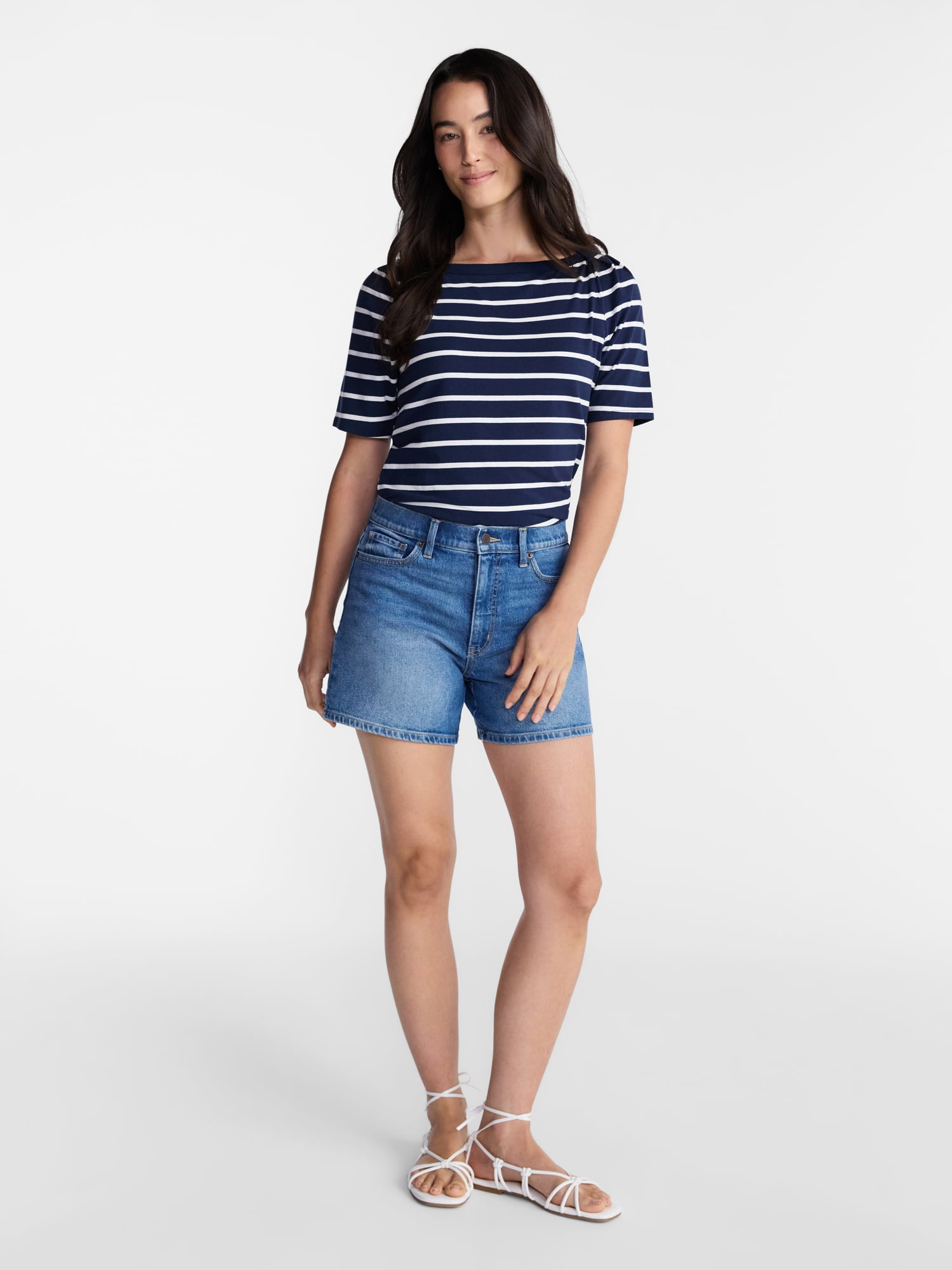 Time and Tru Women's Envelope Tee with Short Sleeves, Sizes XS-XXXL