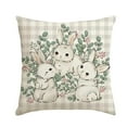 thumbnail image 2 of Decoración del hogar, ropa de cama, fundas de almohada, mantas, regalos para inauguración de la casa, funda de almohada de Pascua con conejos, flores y huevos de Pascua verdes, estampada por una cara., 2 of 5