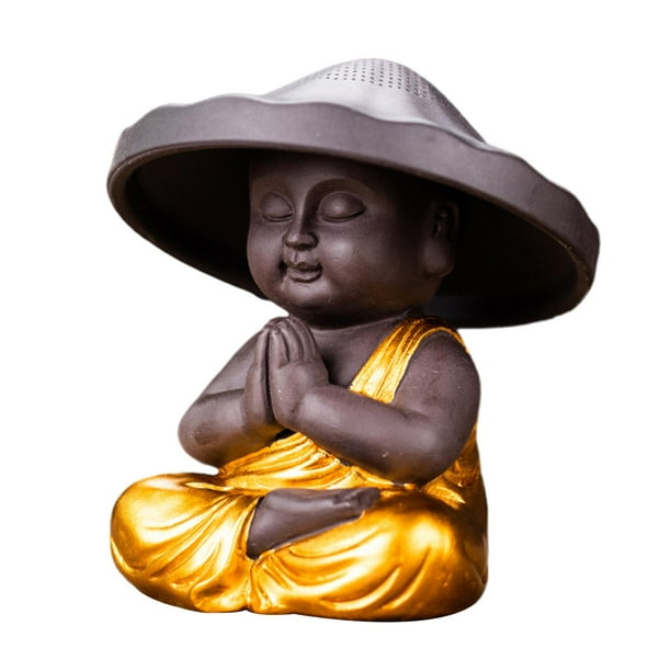 Estatua de Buda, adorno para mascota de té, figura decorativa, estatua de Buda sentado, Buda Estilo D