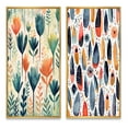 thumbnail image 2 of Designart "Teal Coral Scandinave Floral Pattern Coastal Florals" Abstract Framed Wall Art Set Of 2 - Teal Floral Framed Canvas Set For Living Room Decor, 2 of 7