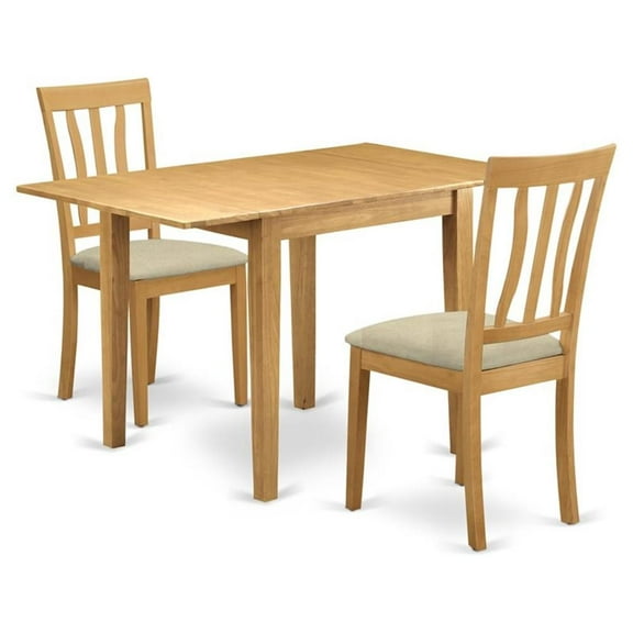 Atlin Designs 3-piece Wood Dining Set with Linen Seat in Oak