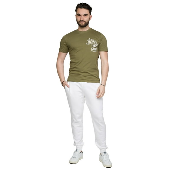 Cavalli Class Military Green Tiger Head Chest Motif Fashion T-Shirt-L for mens