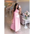 thumbnail image 5 of Women Casual Sleeveless Dresses Crewneck Patchwork Floral Midi Dress Pink M, 5 of 8